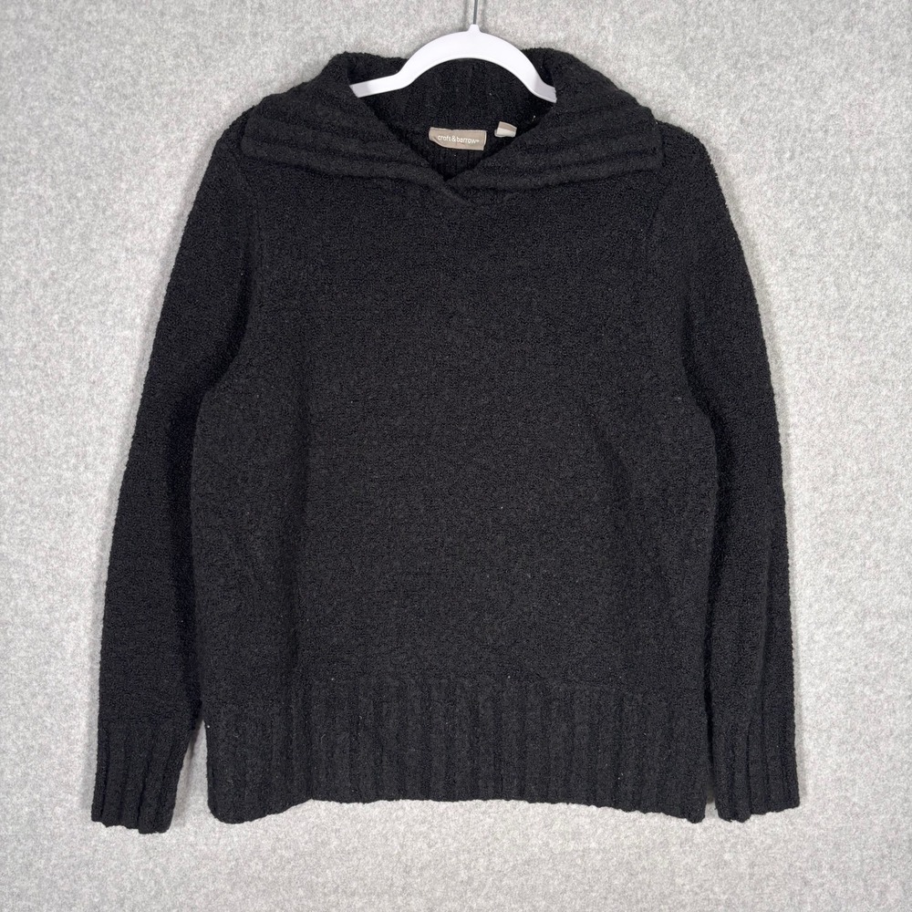 Croft Barrow Boucle Knit‎ Shawl Collar Sweater XL Black Chunky Wool Heritage